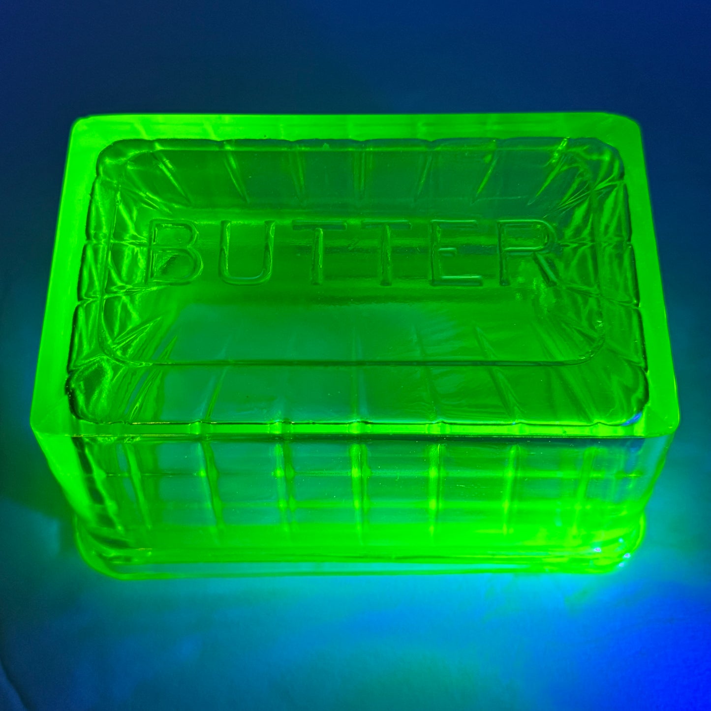 Uranium Glass Butter Dish