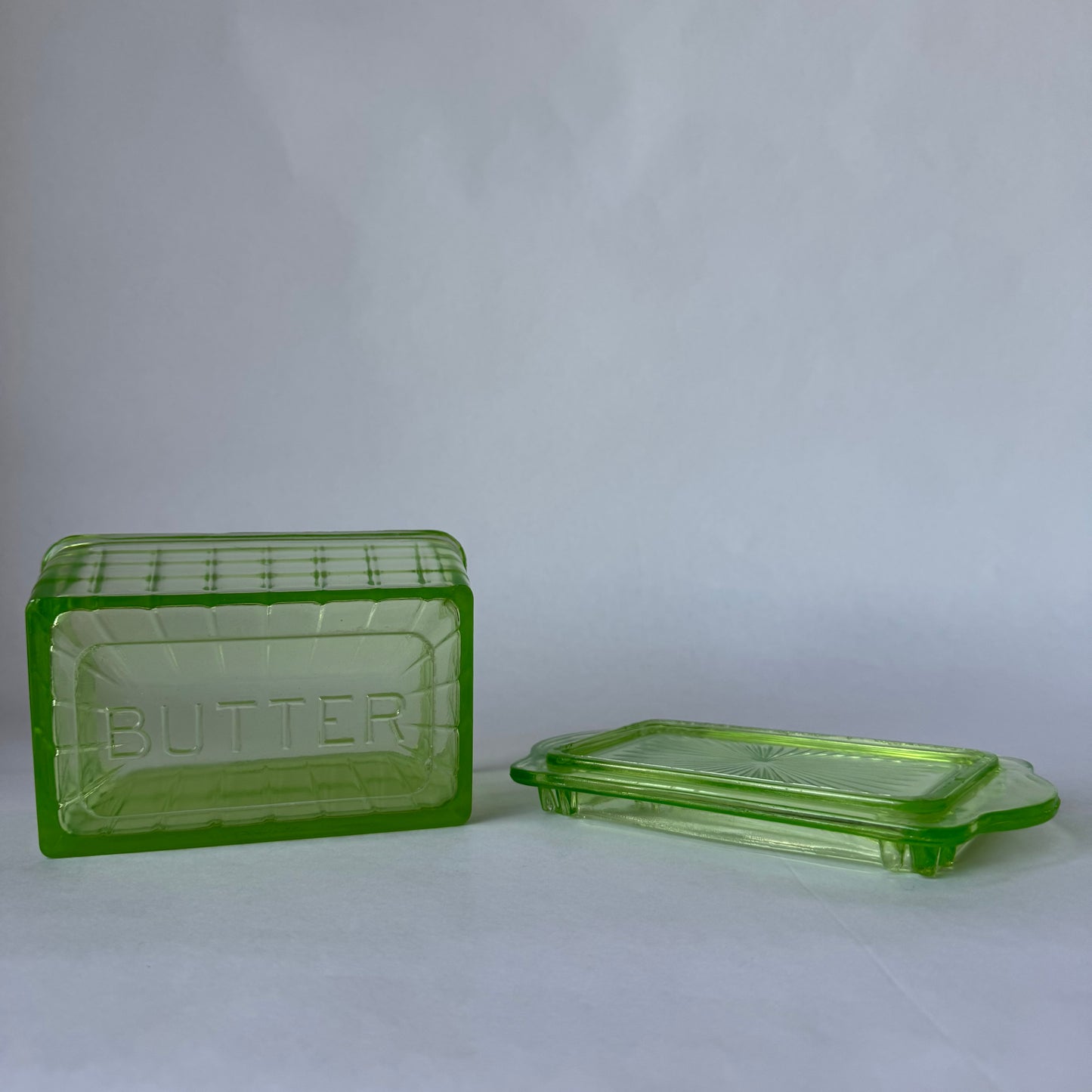 Uranium Glass Butter Dish