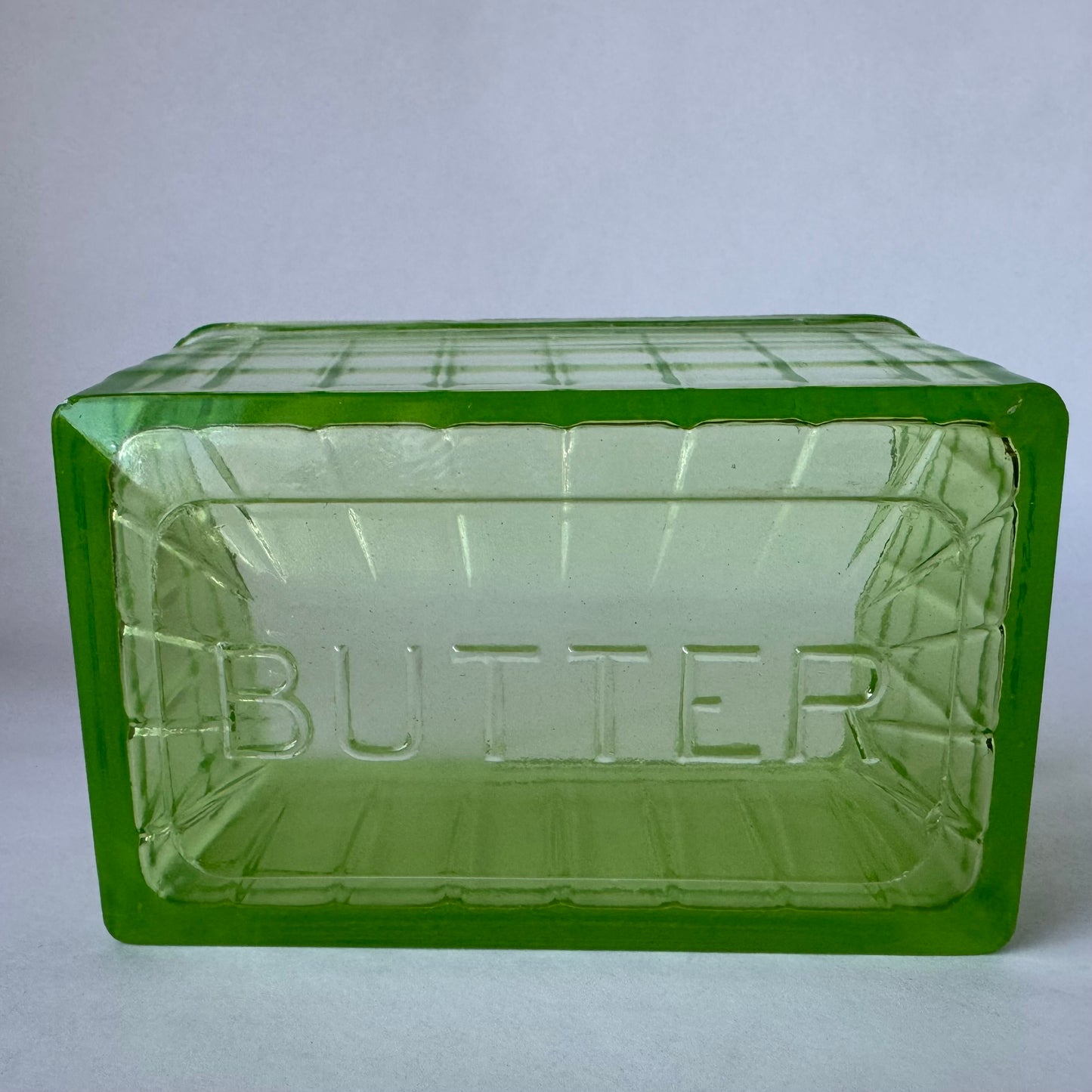 Uranium Glass Butter Dish