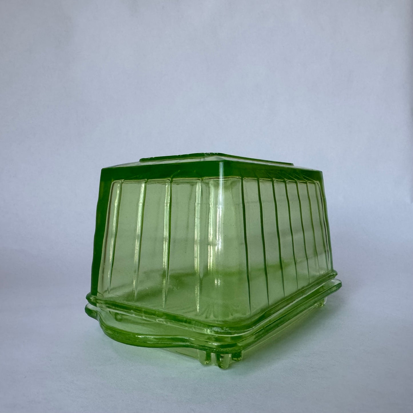 Uranium Glass Butter Dish
