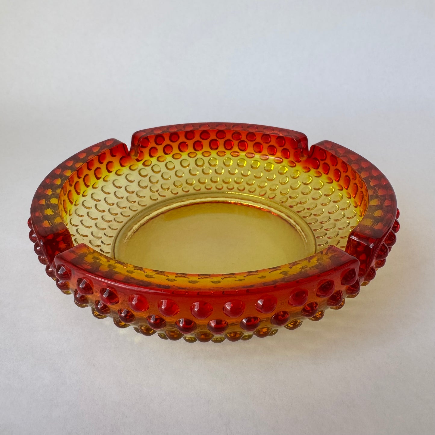 Amberina Hobnail Ashtray