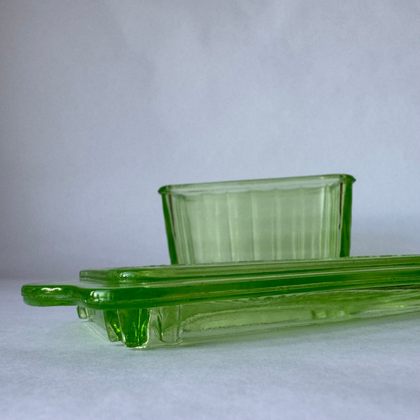 Uranium Glass Butter Dish