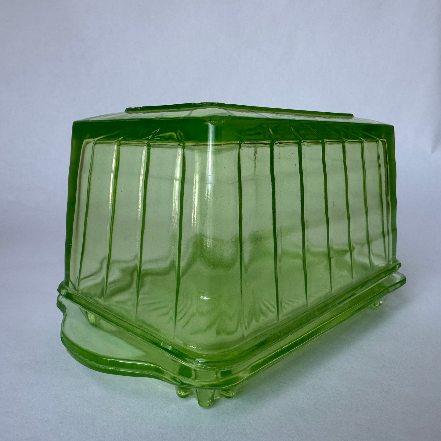Uranium Glass Butter Dish