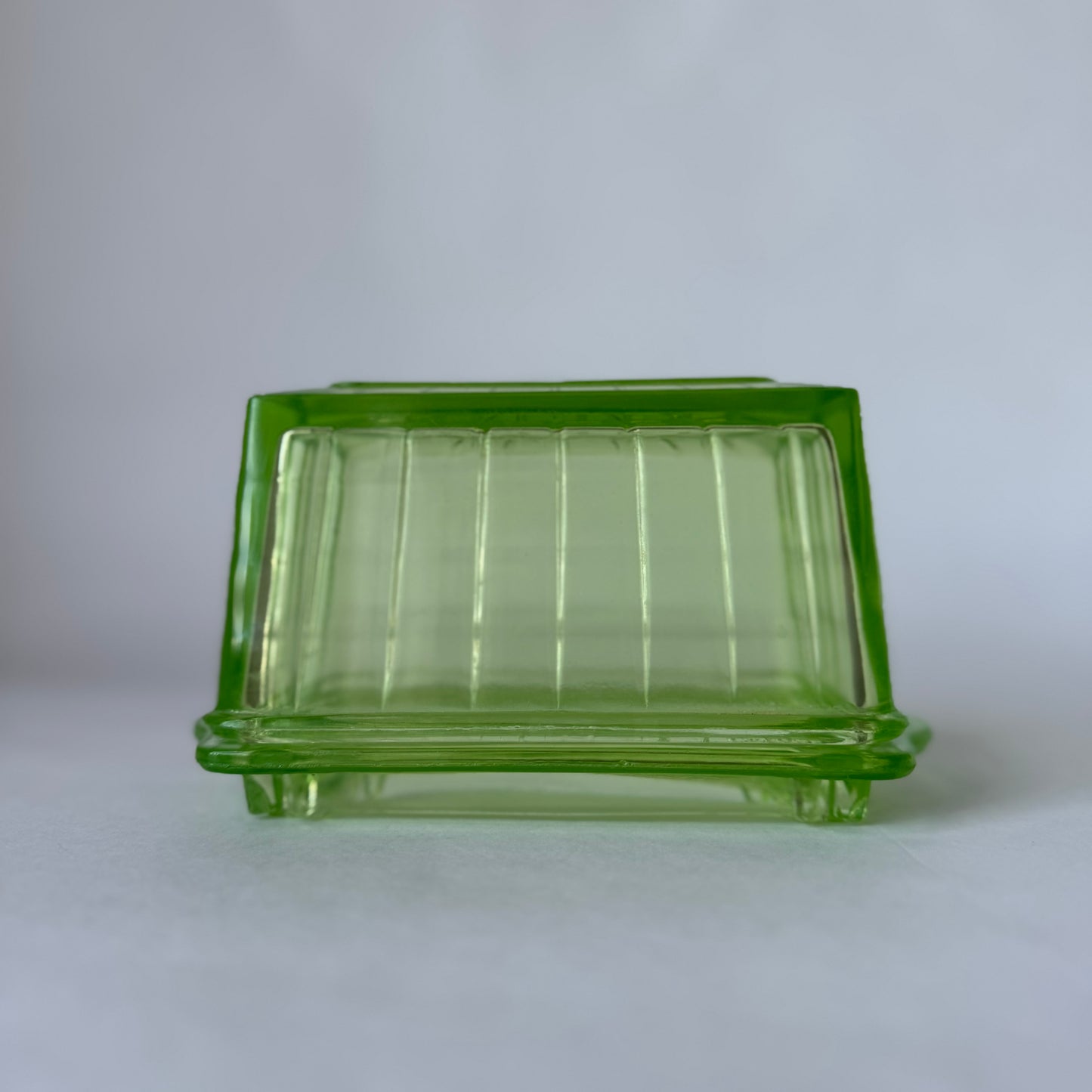 Uranium Glass Butter Dish