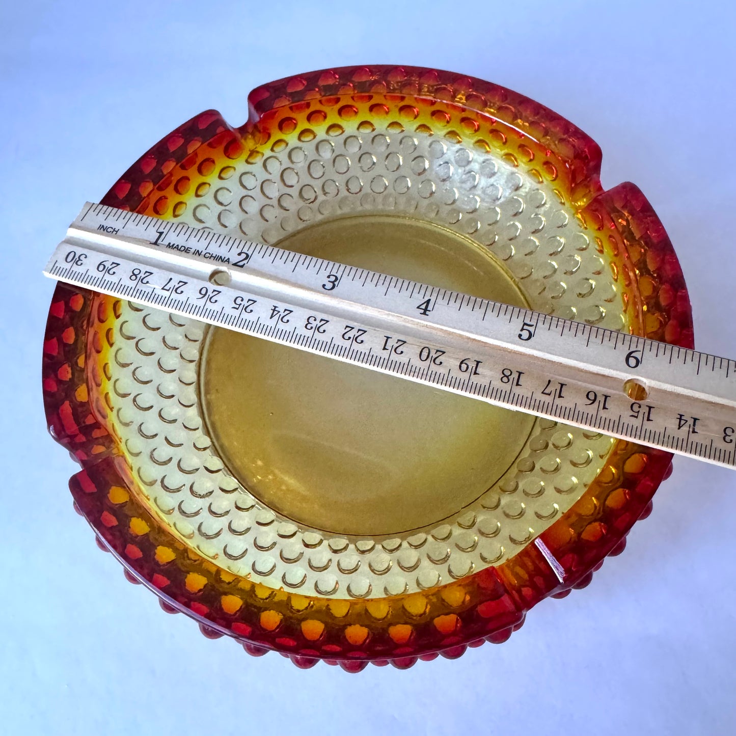 Amberina Hobnail Ashtray