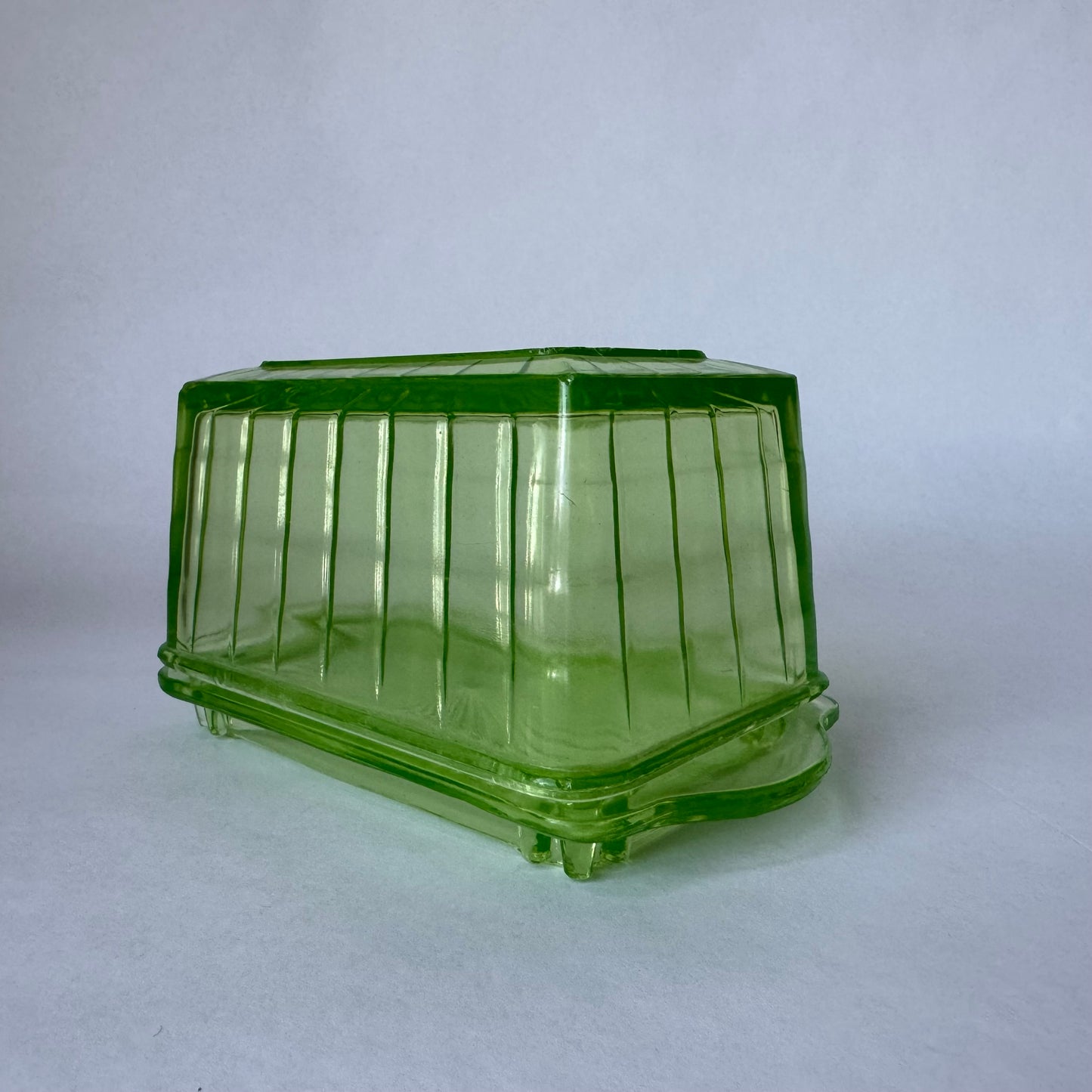 Uranium Glass Butter Dish