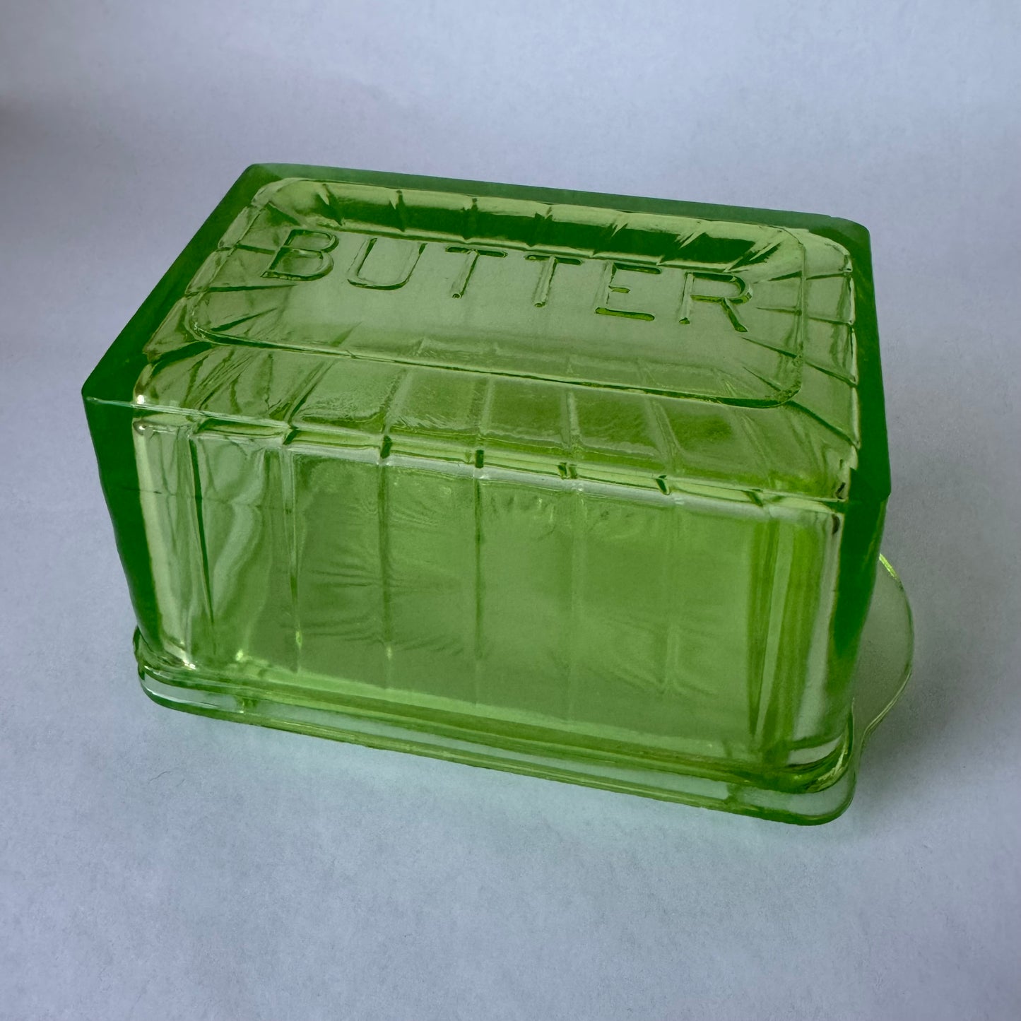 Uranium Glass Butter Dish