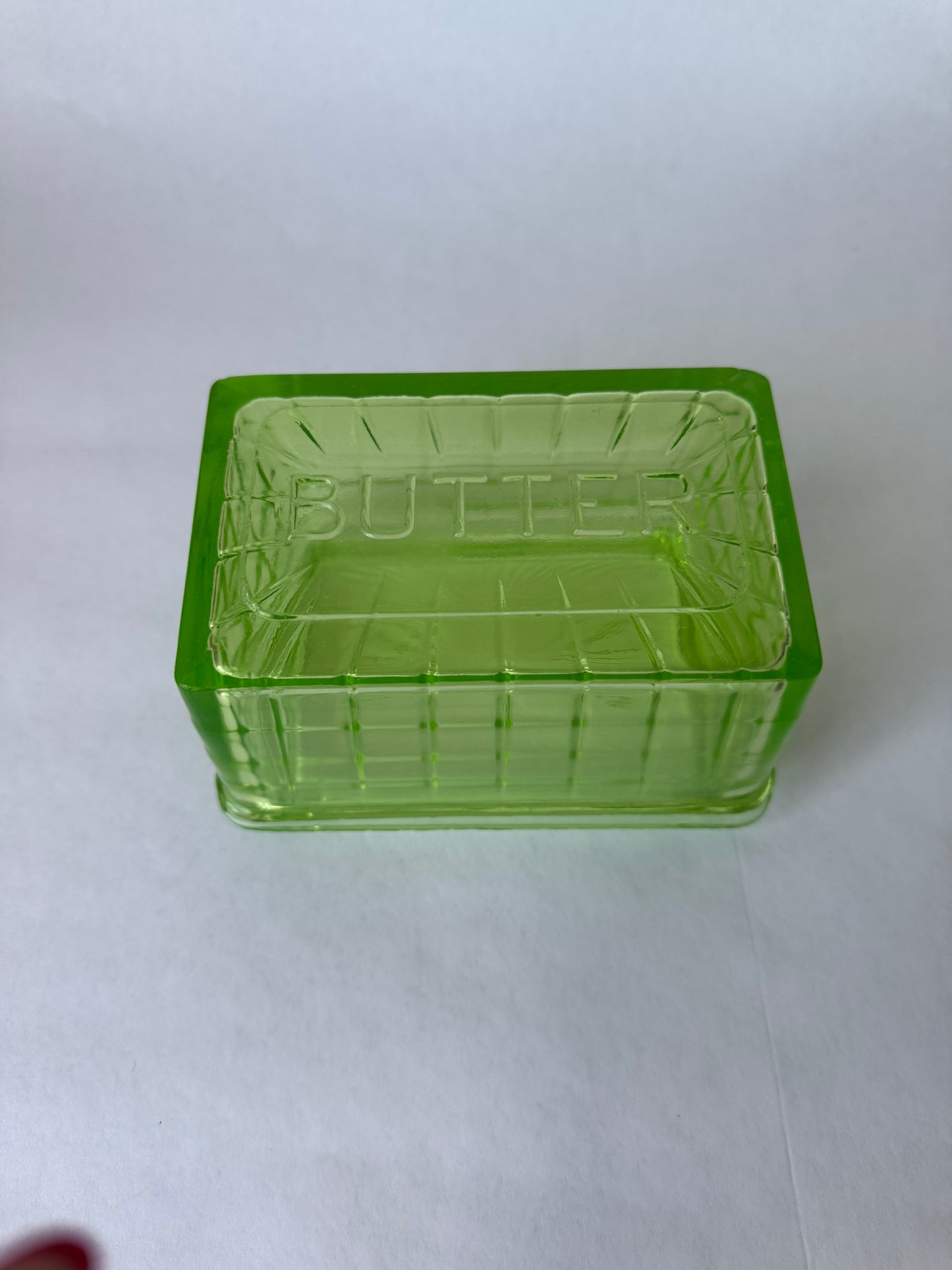 Uranium Glass Butter Dish