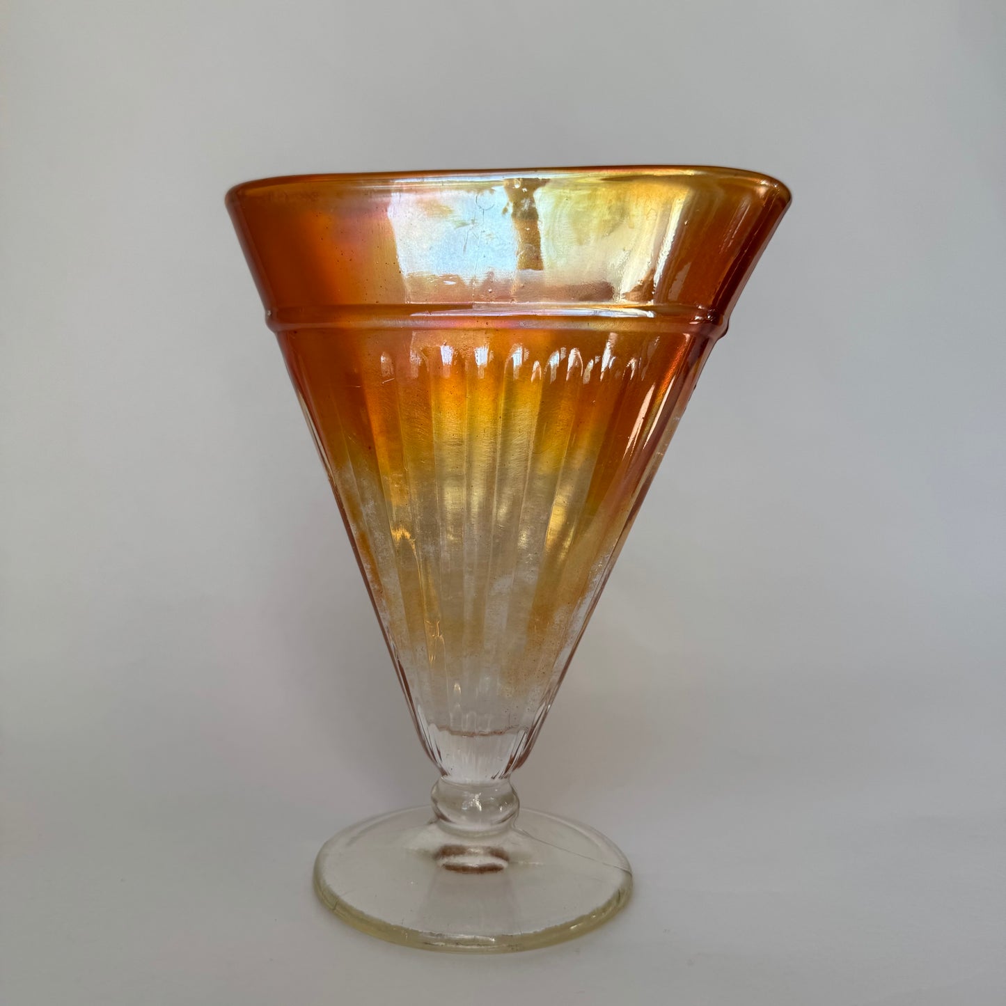 Antique Marigold Orange Fan Vase
