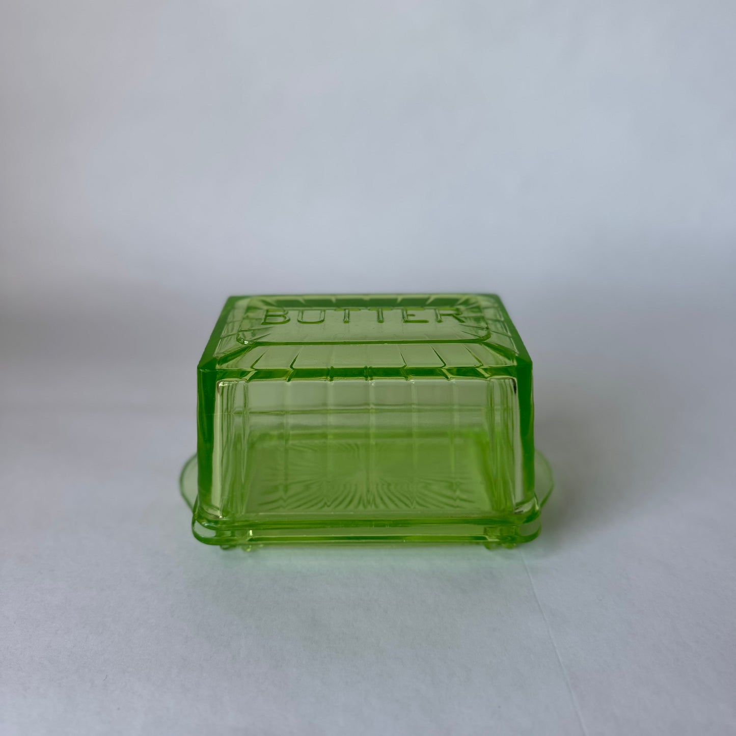 Uranium Glass Butter Dish