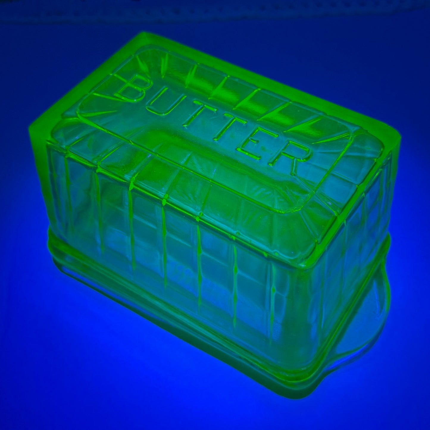 Uranium Glass Butter Dish