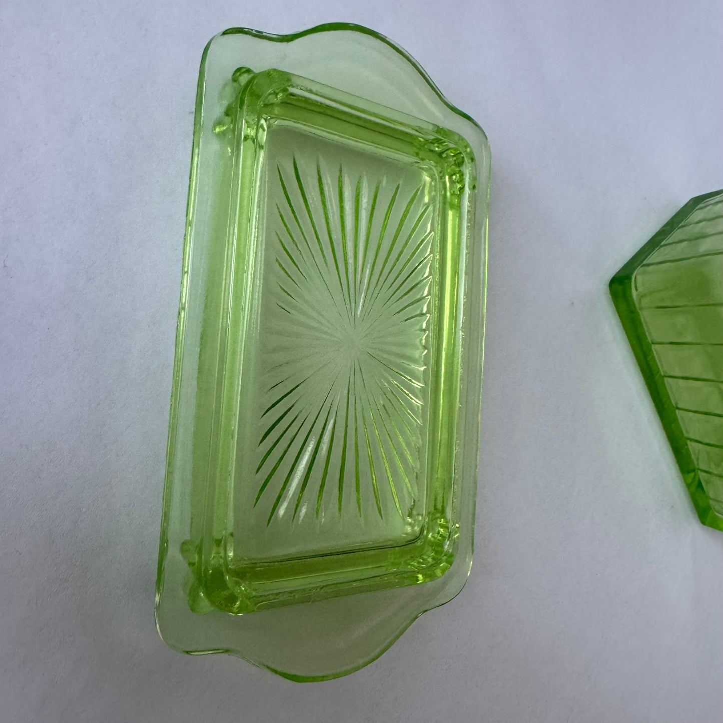 Uranium Glass Butter Dish